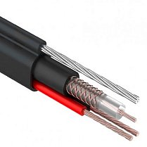 Кабель КВК-2П 2х0,75, Черный УЛИЧНЫЙ с ТРОСОМ (1бухта/300м) (Ultralux RG-59M + 2х0.75мм²  Outdoor+тр